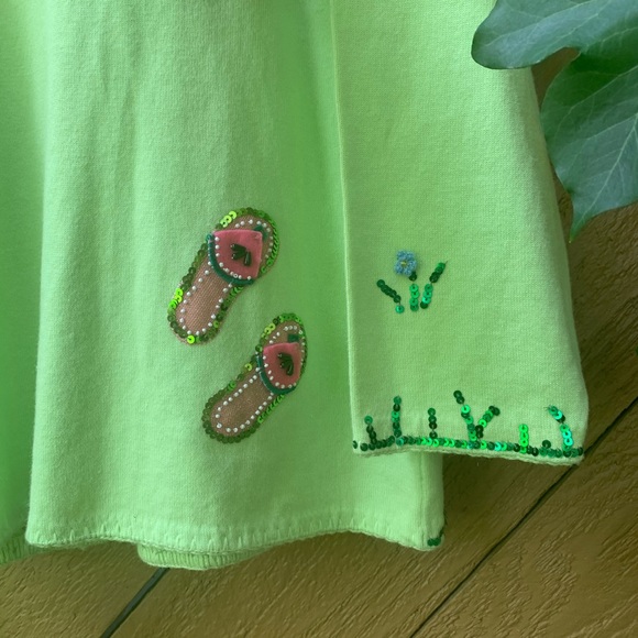 Vintage Quaker Factory long Cardigan 1X green sequence flower butterfly eclectic - Picture 7 of 16